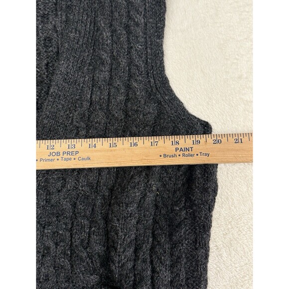 CARRAIG DONN Men's Aran Charcoal Gray Wool Sweater Size Large Ireland Dad - Picture 6 of 7